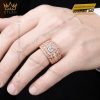Nhẫn nam vàng hồng Au750 đính kim cương