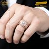 Nhẫn nam vàng hồng Au750 đính kim cương