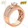 Nhẫn nam vàng hồng Au750 đính kim cương