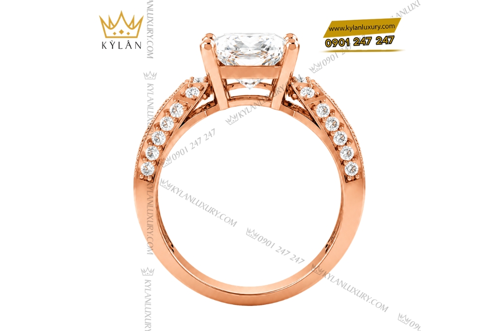 Nhẫn nam vàng hồng Au750 đính kim cương