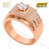 Nhẫn nam vàng hồng Au750 đính kim cương