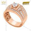 Nhẫn nam vàng hồng Au750 đính kim cương