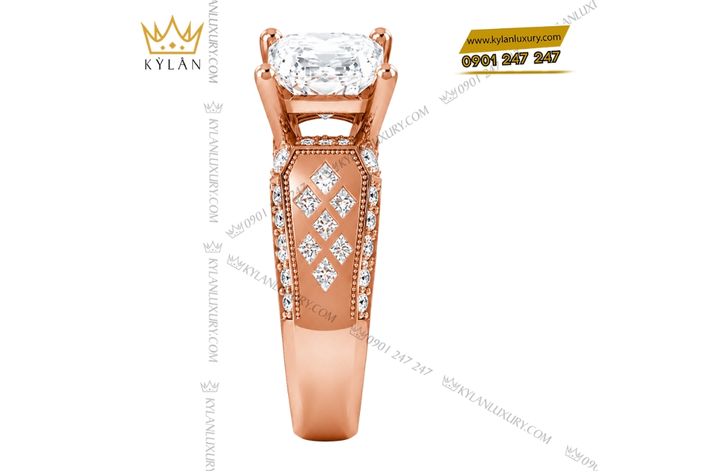 Nhẫn nam vàng hồng Au750 đính kim cương