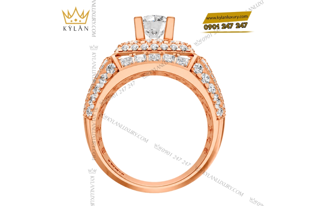 Nhẫn nam vàng hồng Au750 đính kim cương