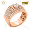 Nhẫn nam vàng hồng Au750 đính kim cương