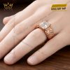 Nhẫn nam vàng hồng Au750 đính kim cương