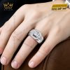 Nhẫn nam vàng trắng Au750 đính kim cương