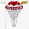 Nhẫn nam vàng trắng Au750 đính kim cương và sapphire đỏ