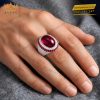 Nhẫn nam vàng trắng Au750 đính kim cương và sapphire đỏ