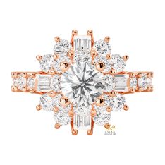 Nhẫn nữ vàng hồng Au750 đính kim cương
