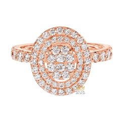 Nhẫn nữ vàng hồng Au750 đính kim cương