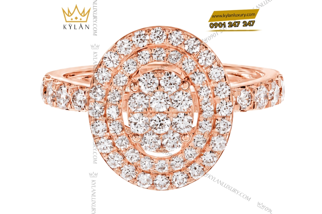 Kỳ Lân Luxury Nhan nu vang hong Au750 dinh kim cuong 2 4 Nhẫn nữ vàng hồng Au750 đính kim cương