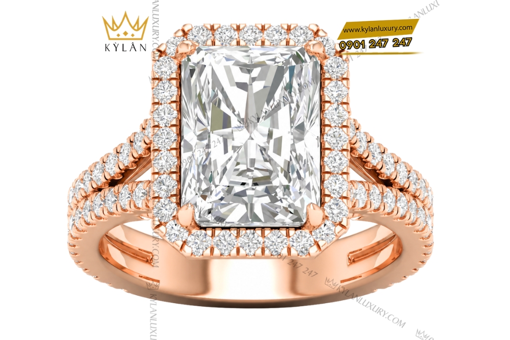 Kỳ Lân Luxury Nhan nu vang hong Au750 dinh kim cuong 2 Nhẫn nữ vàng hồng Au750 đính kim cương