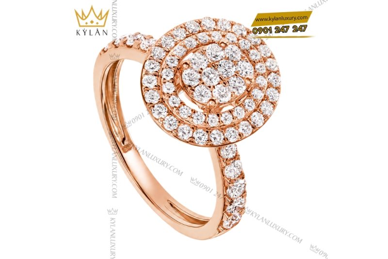Nhẫn nữ vàng hồng Au750 đính kim cương
