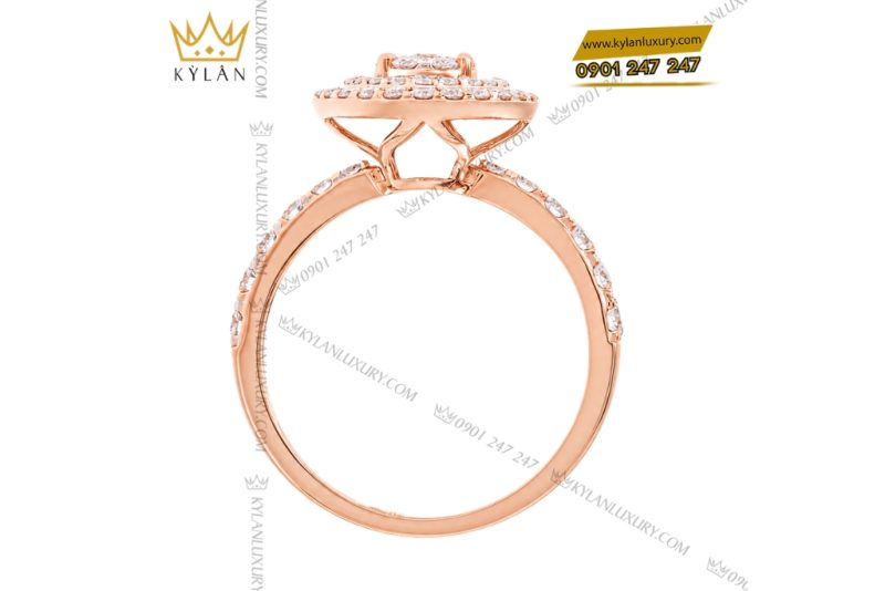 Nhẫn nữ vàng hồng Au750 đính kim cương