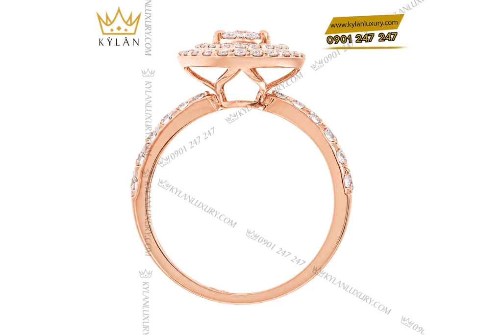 Nhẫn nữ vàng hồng Au750 đính kim cương