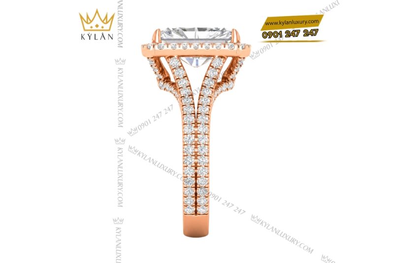 Nhẫn nữ vàng hồng Au750 đính kim cương