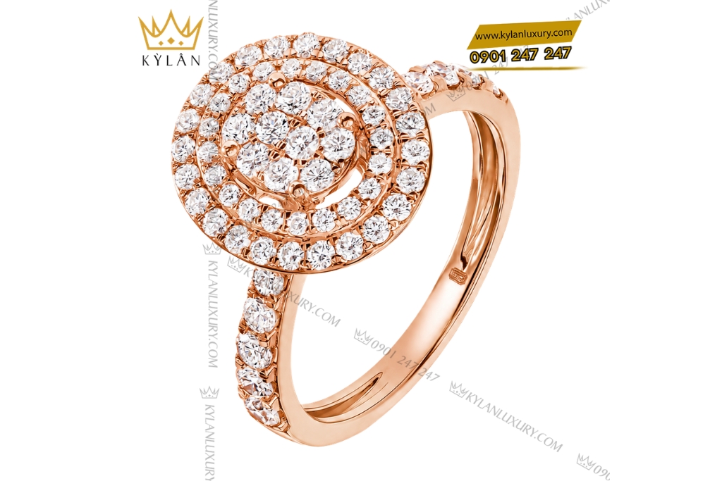 Kỳ Lân Luxury Nhan nu vang hong Au750 dinh kim cuong 5 3 Nhẫn nữ vàng hồng Au750 đính kim cương