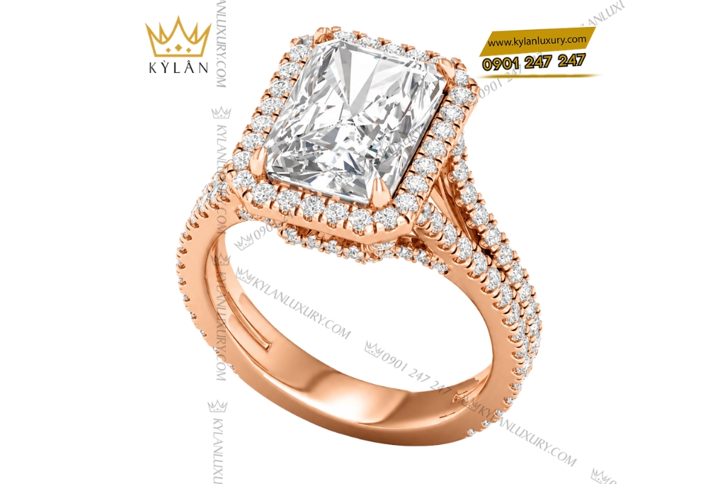 Kỳ Lân Luxury Nhan nu vang hong Au750 dinh kim cuong 5 Nhẫn nữ vàng hồng Au750 đính kim cương