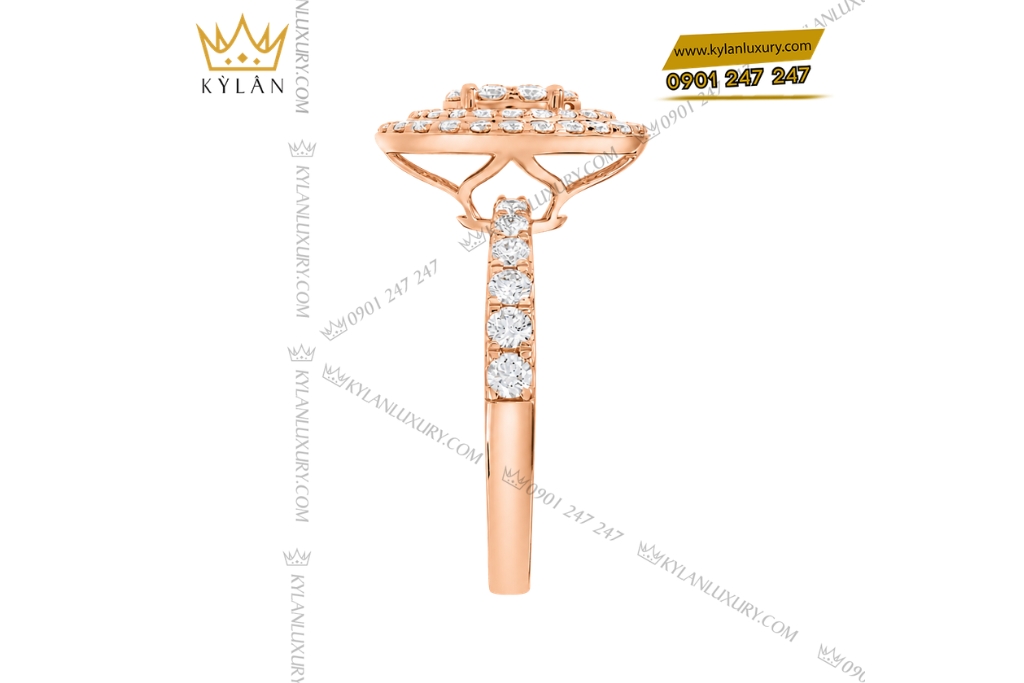 Nhẫn nữ vàng hồng Au750 đính kim cương