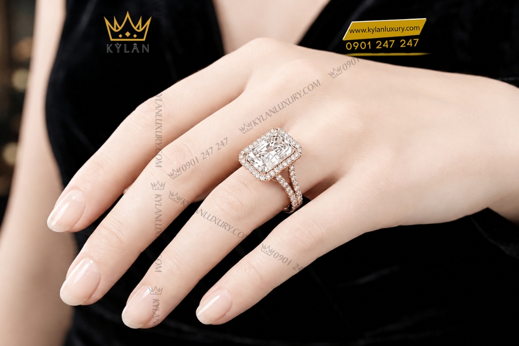 Kỳ Lân Luxury Nhan nu vang hong Au750 dinh kim cuong 7 Nhẫn nữ vàng hồng Au750 đính kim cương