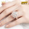 Nhẫn nữ vàng hồng Au750 đính kim cương