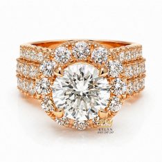 Nhẫn nữ vàng hồng Au750 đính viên chủ 9ly5