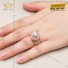 Nhẫn nữ vàng hồng Au750 đính viên chủ 9ly5