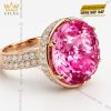 Nhẫn nữ vàng hồng Au750 đính viên chủ sapphire hồng