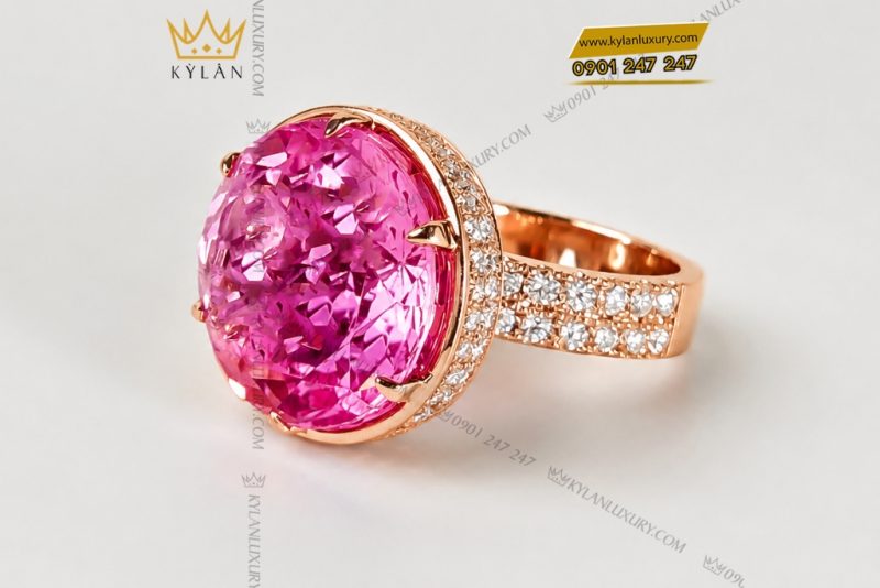 Nhẫn nữ vàng hồng Au750 đính viên chủ sapphire hồng