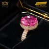 Nhẫn nữ vàng hồng Au750 đính viên chủ sapphire hồng