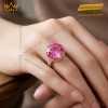 Nhẫn nữ vàng hồng Au750 đính viên chủ sapphire hồng