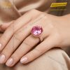 Nhẫn nữ vàng hồng Au750 đính viên chủ sapphire hồng