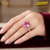 Nhẫn nữ vàng hồng Au750 đính viên chủ sapphire hồng