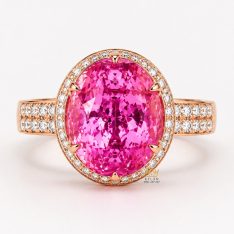 Nhẫn nữ vàng hồng Au750 đính viên chủ sapphire hồng
