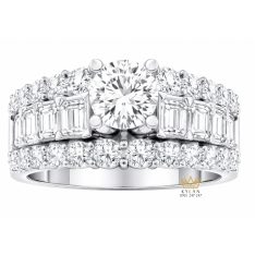 Nhẫn nữ vàng trắng Au750 đính kim cương