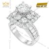 Nhẫn nữ vàng trắng Au750 đính kim cương