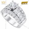 Nhẫn nữ vàng trắng Au750 đính kim cương