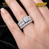 Nhẫn nữ vàng trắng Au750 đính kim cương