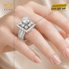 Nhẫn nữ vàng trắng Au750 đính kim cương