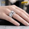 Nhẫn nữ vàng trắng Au750 đính kim cương