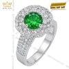 Nhẫn nữ vàng trắng Au750 đính kim cương và đá ngọc lục bảo