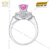 Nhẫn nữ vàng trắng Au750 đính kim cương và đá sapphire hồng