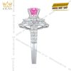 Nhẫn nữ vàng trắng Au750 đính kim cương và đá sapphire hồng