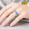 Nhẫn nữ vàng trắng Au750 đính kim cương và đá topaz
