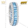 Nhẫn nữ vàng trắng Au750 đính kim cương và đá topaz