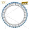 Nhẫn nữ vàng trắng Au750 đính kim cương và đá topaz