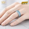 Nhẫn nữ vàng trắng Au750 đính kim cương và đá topaz