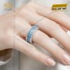 Nhẫn nữ vàng trắng Au750 đính kim cương và đá topaz