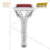 Nhẫn nữ vàng trắng Au750 đính kim cương và sapphire đỏ